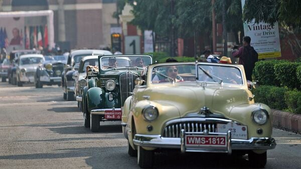 Vintage vehicles took part in a drive rally organized by Heritage Motoring Club of India in association with Delhi transport department at Major Dhayan Chand stadium, in New Delhi on Sunday. (Ayush Chopra)