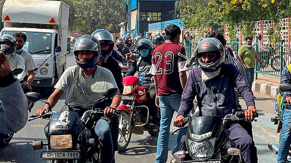 Bicycle taxis during a protest against the recent ban by the Delhi government.  (PTI)