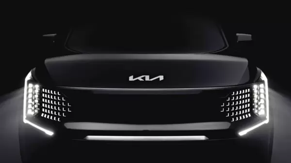 Kia has teased the EV9 electric SUV in its production form ahead of its launch later this year. 
