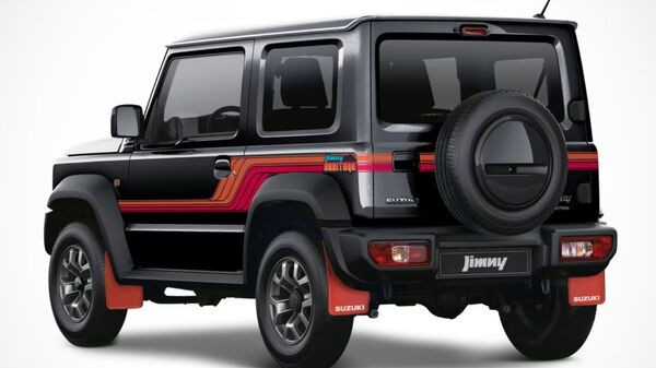 A look at the rear profile of Suzuki Jimny Special Heritage Edition. A look at the rear profile of Suzuki Jimny Special Heritage Edition.