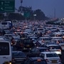 Vehicles stuck in a heavy traffic jam on the Gurugram-Delhi expressway at the Delhi border. (PTI)