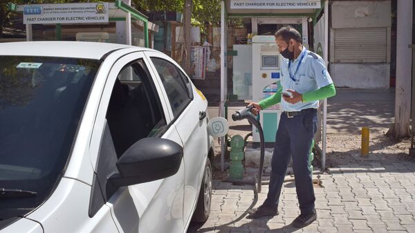 Union Minister Nitin Gadkari said EV charging stations are also as vulnerable to cyber-attacks and cybersecurity incidents as any other technological application.  (Associated Press)