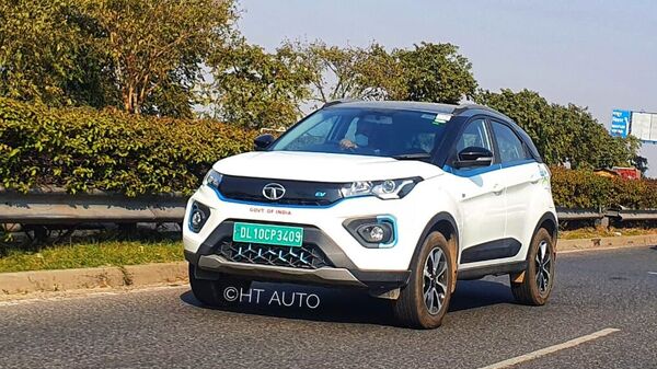 The Tata Nexon electric SUV seen on the road in Delhi.  (Data map)