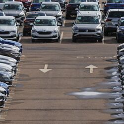 Volkswagen cars seen parked at the plant of Volkswagen Group Rus in Kaluga. (File Photo)