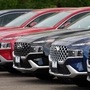 File photo of Hyundai Santa Fe SUVs parked outside a dealership in the US. Nearly three months after Hyundai and Kia rolled out new software designed to thwart rampant auto thefts, crooks are still driving off with the vehicles at an alarming rate. (AP)