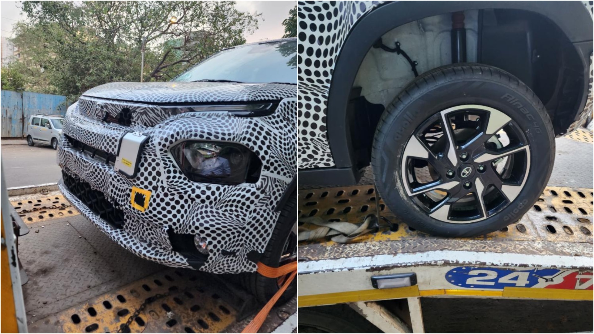 The test mule has a rear disc brake, something the petrol version of the Tata Punch subcompact SUV doesn't offer