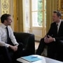 Tesla CEO Elon Musk meets with France's President Emmanuel Macron at the Elysee presidential palace in Paris on May 15, 2023. (AFP)