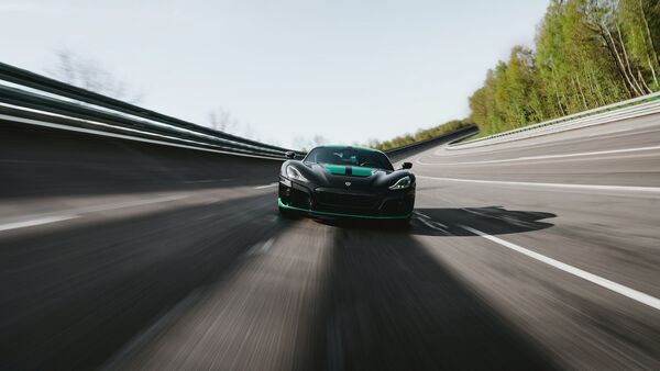 Rimac Nevera undergoes a test run on a German circuit.