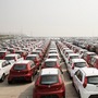 Made in China Volkswagen cars wait to be exported from Shanghai port. (File image)