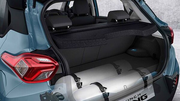 The CNG cylinders are placed in the foot well of the boot. Tata Punch iCNG
