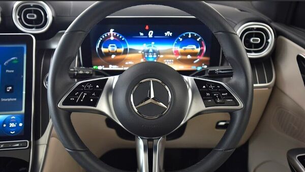 The Mercedes GLC comes with a three-spoke steering wheel, 15-speaker Burmester sound system, massive sunroof, ambient lighting and a plethora of other features that are meant for both show and convenience. Space too is great for four but fitting three at the back remains an issue. The Mercedes GLC comes with a three-spoke steering wheel, 15-speaker Burmester sound system, massive sunroof, ambient lighting and a plethora of other features that are meant for both show and convenience. Space too is great for four but fitting three at the back remains an issue.