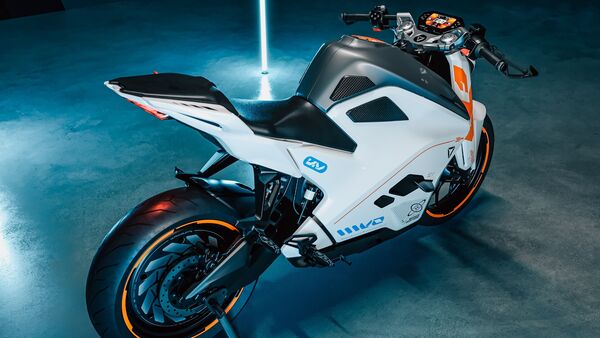 The standard version of Ultraviolette's flagship F77 electric performance motorcycle range starts at ₹3.8 lakh (ex-showroom). It comes with a 307-km range and 0-100 kmph acceleration in 7.8 seconds. The image used is of the F77 Space Edition. The standard version of Ultraviolette's flagship F77 electric performance motorcycle range starts at <span class='webrupee'>₹</span>3.8 lakh (ex-showroom). It comes with a 307-km range and 0-100 kmph acceleration in 7.8 seconds. The image used is of the F77 Space Edition.