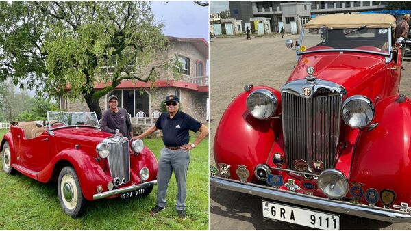 Daman Thakore and his father pose with the 1950 MG vintage car which became a part of their family back in 1979, and is one of just 900 such units ever made. 