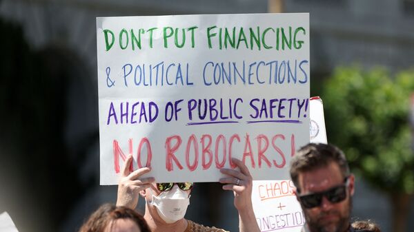 San Francisco taxi drivers and opponents of autonomous vehicles are protesting a pending approval from CPUC of driverless taxi companies Waymo and Cruise applications for citywide 24/7 commercial driverless passenger service. Waymo