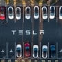 File photo: An aerial view shows cars parked at the Tesla Fremont Factory in Fremont, California. (AFP)