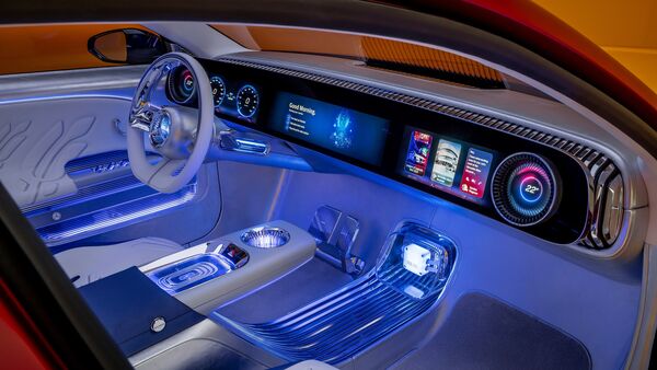 The interior of Mercedes-Benz CLA concept is dominated by the MBUX Superscreen that spans the entire width of the dashboard, has Mini-LED technology and 3D graphics. In practice it consists of three separate screens that create a single visual ensemble. The interior of Mercedes-Benz CLA concept is dominated by the MBUX Superscreen that spans the entire width of the dashboard, has Mini-LED technology and 3D graphics. In practice it consists of three separate screens that create a single visual ensemble.