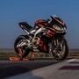 The Aprilia RS 457 packs 47 bhp from its 457 cc parallel-twin, liquid-cooled, DOHC, 4-valve motor with a 270-degree firing order 