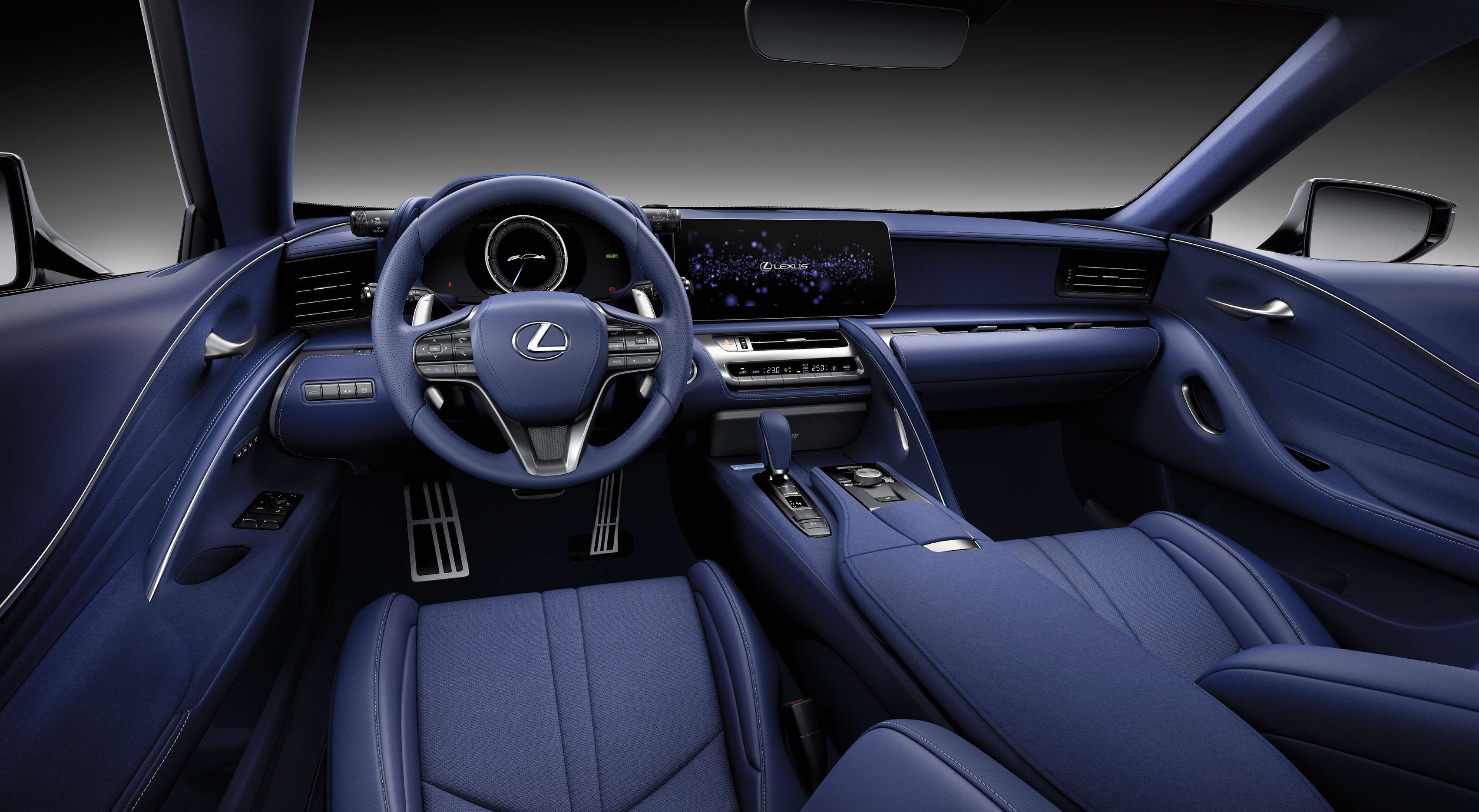The cabin gets an exclusive Kachi-Blue interior with Alcantara leather upholstery 2024 Lexus LC 500h Limited Edition