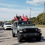 A caravan of striking United Auto Workers from the Jeep plant in Toledo, Ohio, drive past striking Ford UAW members in solidarity outside the Ford Michigan Assembly Plant. (REUTERS)