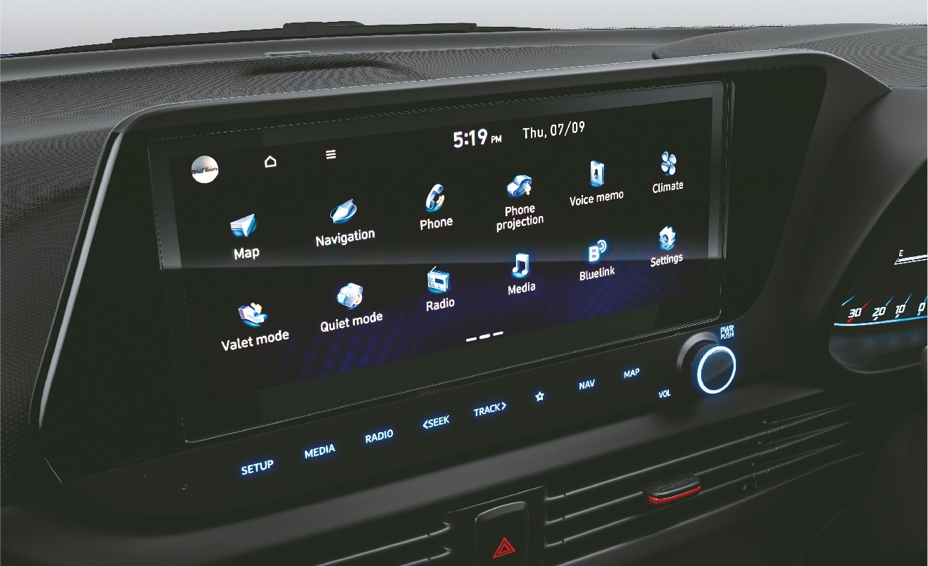 The touchscreen infotainment system continues to come with voice commands, multi-language support UI, and OTA-update compatibility