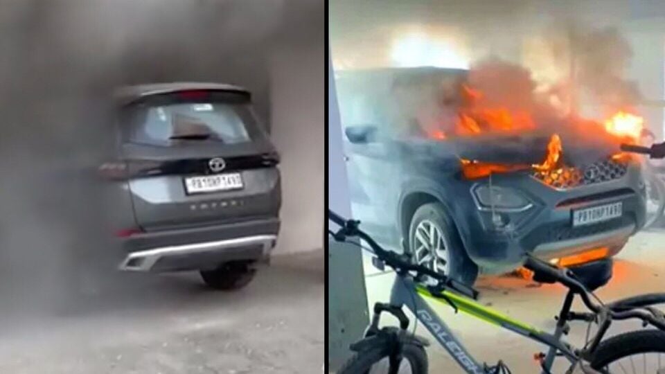 Tata Safari SUV fire