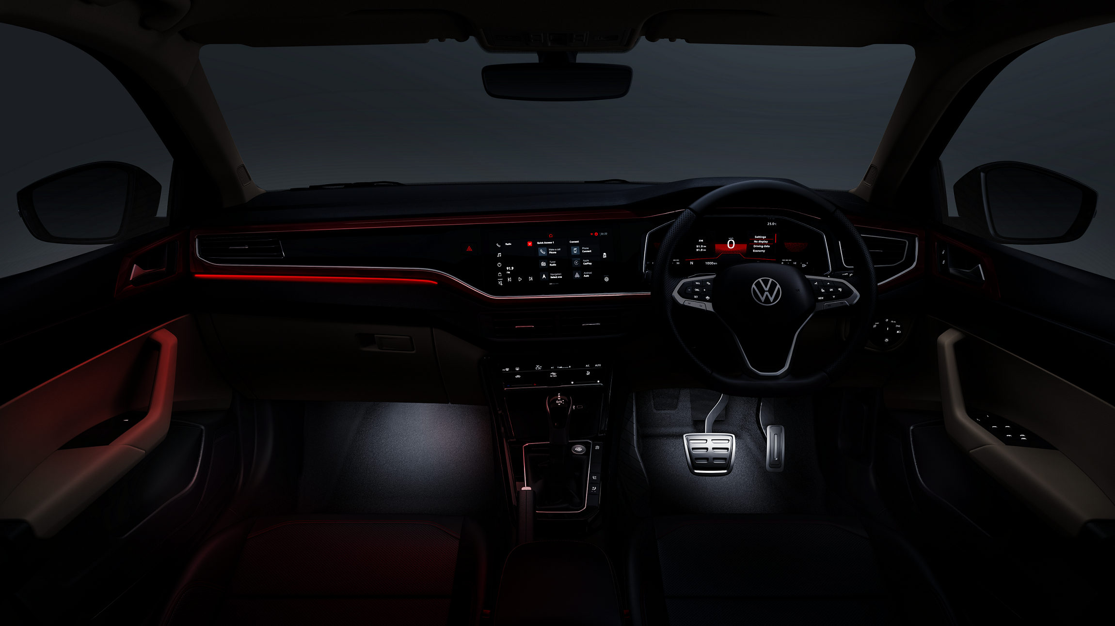 The Taigun and Virtus Dynamic and Performance Line get twin electric front seats and illuminated footwell 