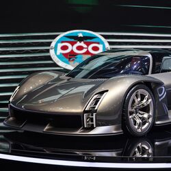 A Porsche Mission X concept electric hypercar is also seen at the Geneva International Motor Show. Presented for the first time to the world in June of this year, the Porsche Mission X will eventually become a successor to the Porsche 918 Spyder.