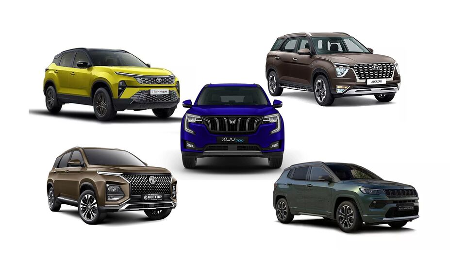Tata Harrier facelift vs Hyundai Alcazar vs MG Hector vs Mahindra XUV700 vs Jeep Compass