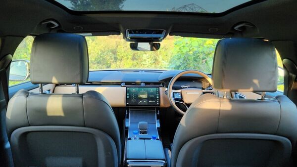 A look at the front section inside the updated Range Rover Velar. Range Rover Velar