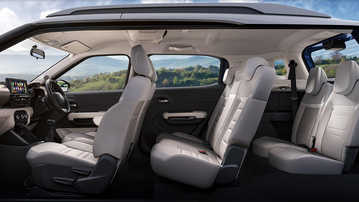 Experience nomadic freedom with Flexi-Pro 5+2 seating in vehicles like the C3 Aircross – a perfect match for your on-the-go lifestyle, offering flexibility beyond the ordinary. Experience nomadic freedom with Flexi-Pro 5+2 seating in vehicles like the C3 Aircross – a perfect match for your on-the-go lifestyle, offering flexibility beyond the ordinary.