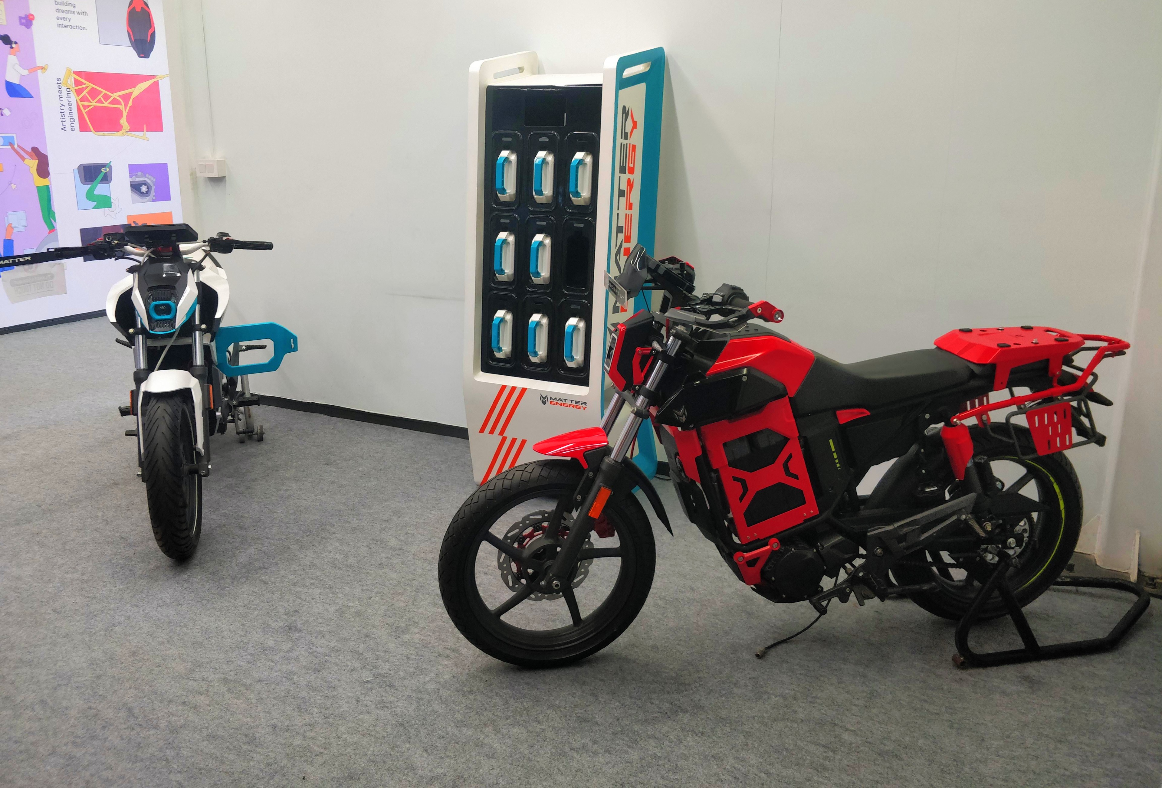 Matter unveiled the EXE and UT concepts at the 2023 Auto Expo, previewing new commuter electric motorcycles with swappable batteries