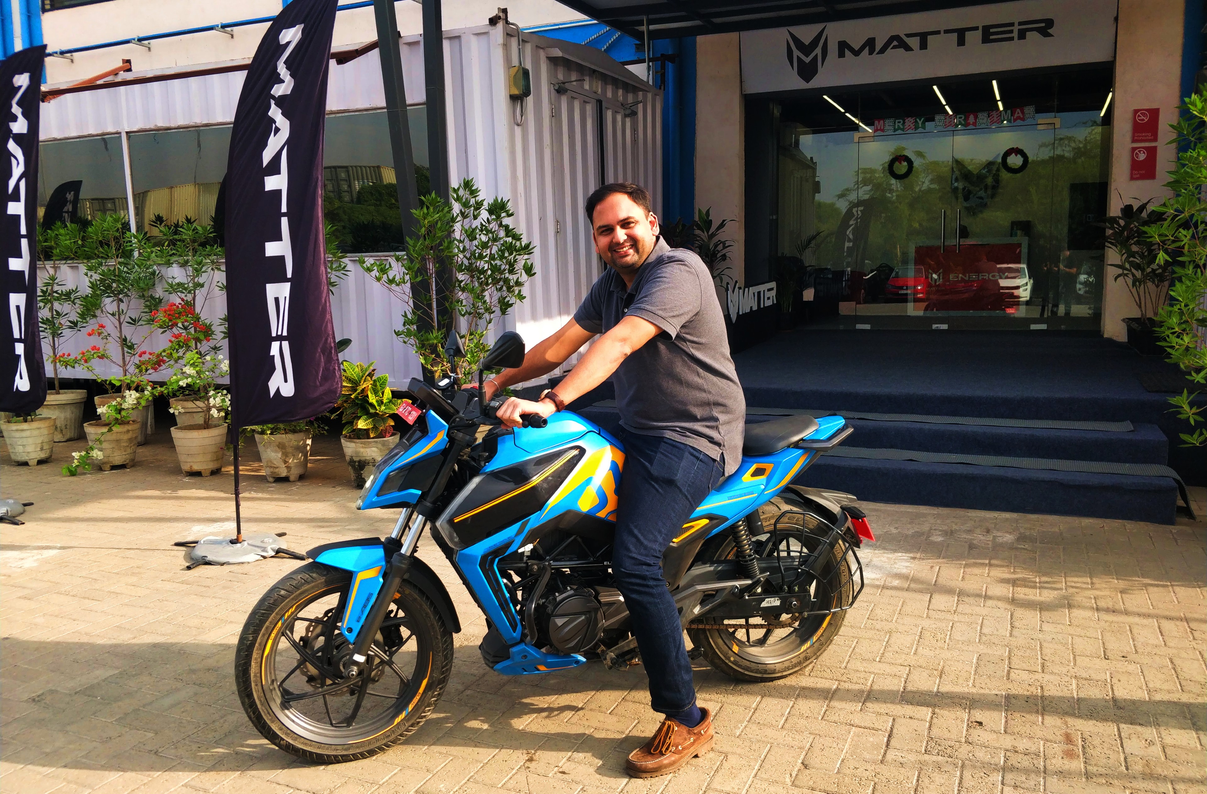 Mohal Lalbhai - co-founder and CEO, Matter with the upcoming Aera 5000+ electric motorcycle Matter Aera Mohal Lalbhai