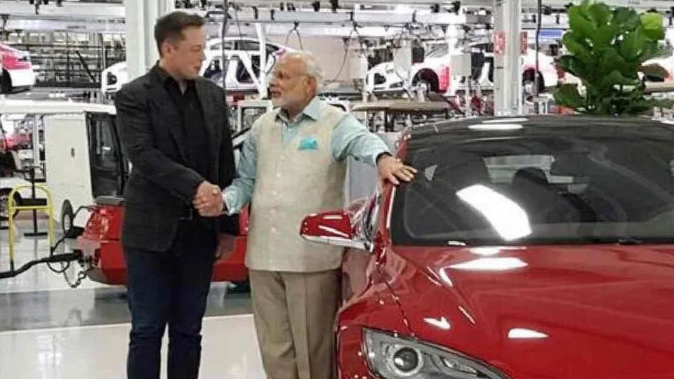 Tesla Elon Musk Narendra Modi