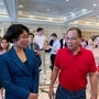 Former VinFast CEO Le Thi Thu Thuy is seen here with VinGroup Founder and Chairman Pham Nhat Vuong at a VinFast event in Nha Trang, Vietnam. (REUTERS)