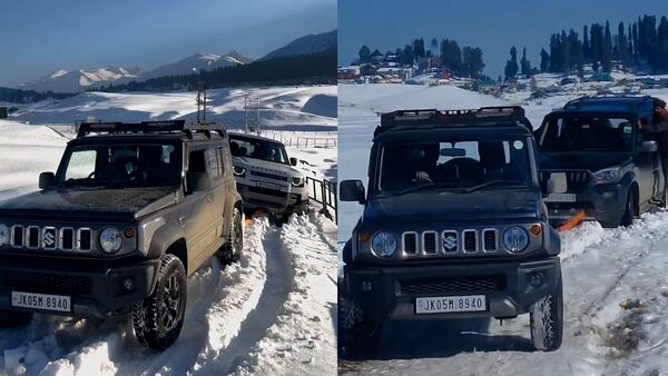 Watch: Maruti Jimny pull Land Rover Defender, Mahindra Scorpio stuck in snow