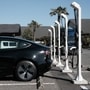 File photo of an electric car charging station at Hotel Mikazuki in Kisarazu, Japan. (Bloomberg)
