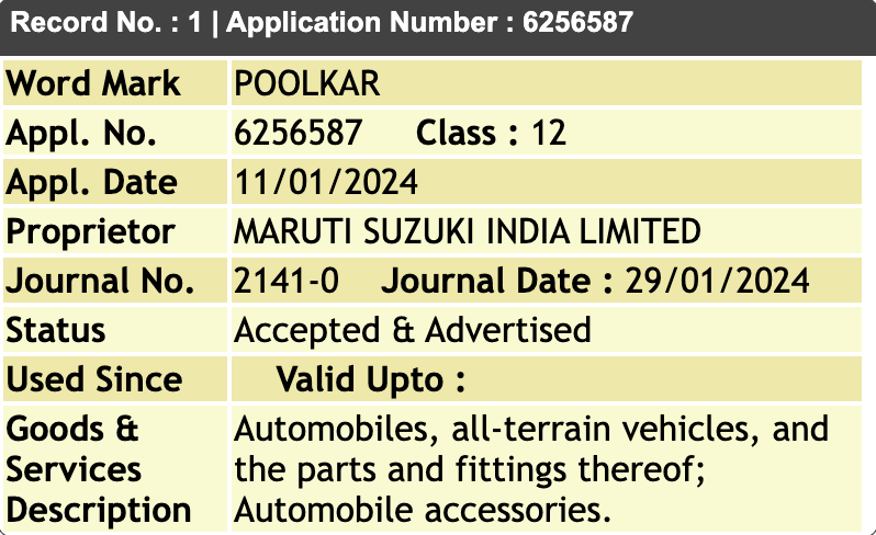 Maruti Suzuki Poolkar