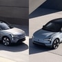 Volvo EX90 electric SUV (left) is the Swedish carmaker's flagship EV based on the XC90 SUV. Volvo EX30 (right) is the smallest electric car in the Swedish carmaker's lineup.