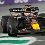Red Bull driver Max Verstappen steers his car during the Formula One Saudi Arabian Grand Prix at the Jeddah Corniche Circuit on his way to victory. (AP)