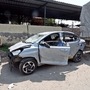 View of a damaged car after an accident in the congested Ghazipur weekly market area in New Delhi on March 14. At least one person was killed and nine others injured in the incident.  (Photo by Sanjeev Verma/ Hindustan Times) (Hindustan Times)