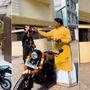 Popular Indian folk music composer and singer Kailash Kher recently took delivery of his new Jawa Perak factory-custom bobber (Instagram/Kailasaentertainment)