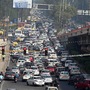 View of traffic Jam near Pragati Maidan in New Delhi. The Delhi Police has issued traffic advisory for April 1 putting parking and vehicle halt restrictions in place.  (Photo by Arvind Yadav/ Hindustan Times) (Hindustan Times)