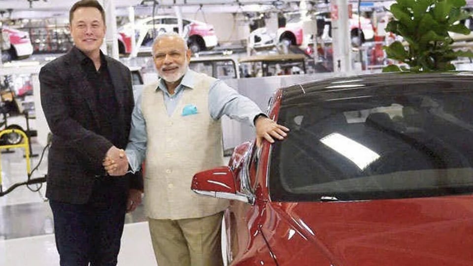 Tesla Elon Musk Narendra Modi