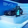 File photo: A model stands near a BYD Seal electric car displayed during its launch event in Jakarta, Indonesia. (AP)
