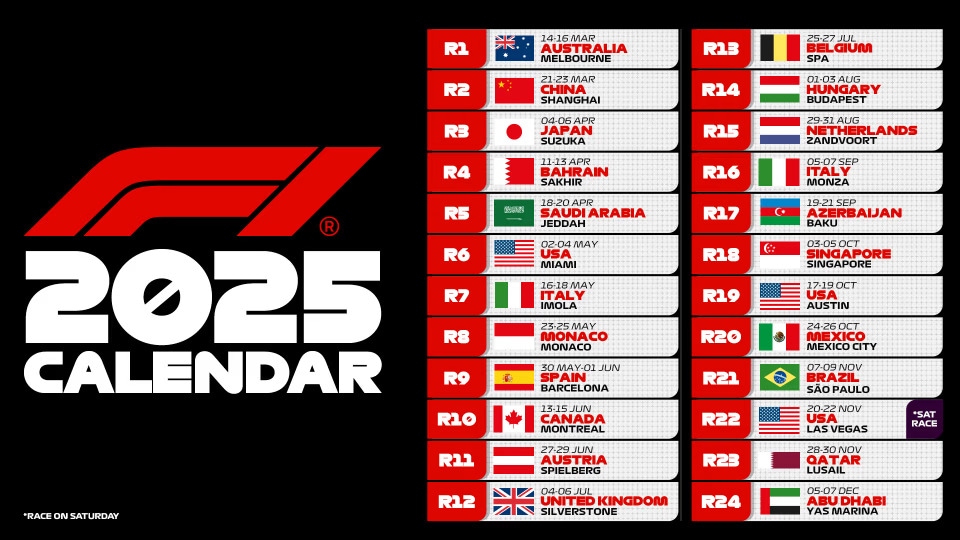 F1 2025 Calendar