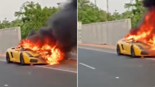 Lamborghini fire video Hyderabad