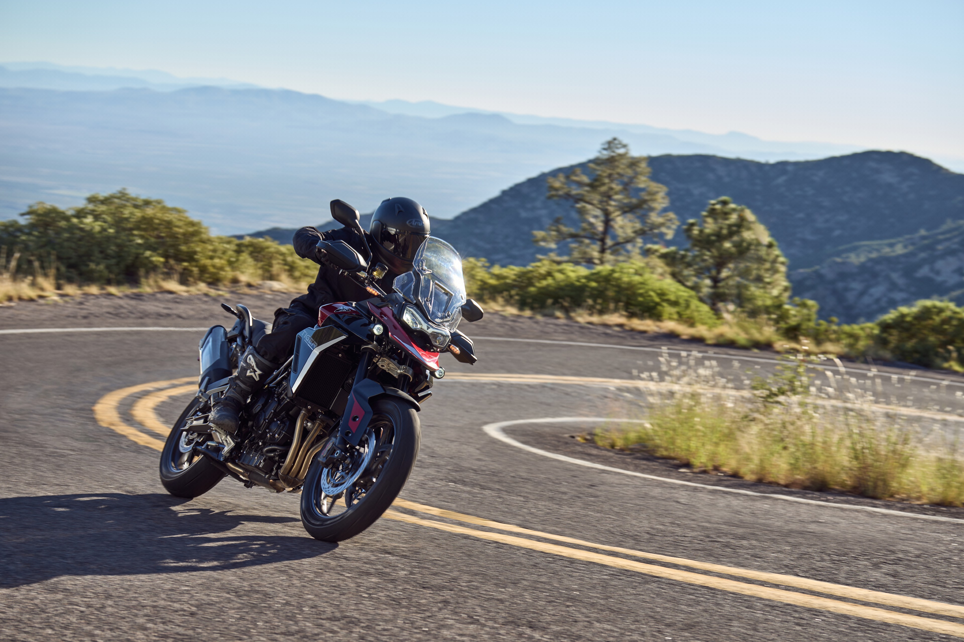 The 2024 Triumph Tiger 900 GT is intended for long-distance touring and gets four riding modes, alloy wheels with road-biased tyres and shorter travel on the Marzocchi suspension
