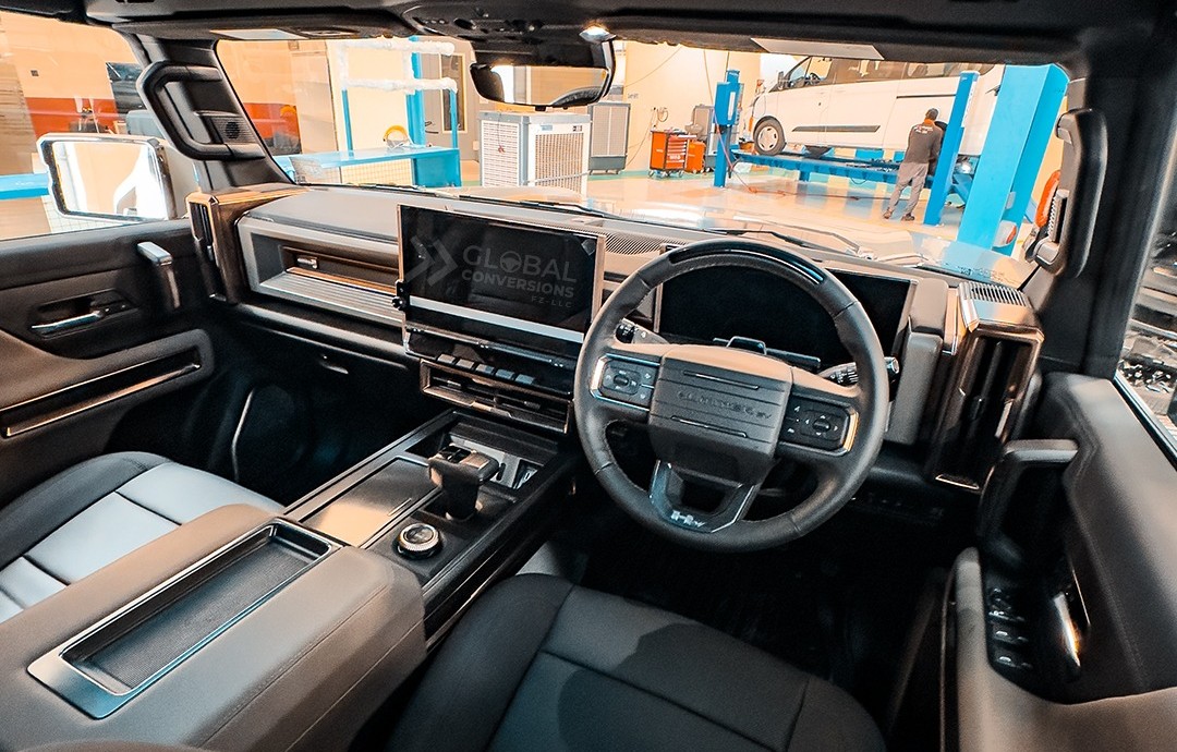 The conversion from left-hand drive to right-hand drive takes about 27 days and includes reworking the dashboard layout and complete rewiring Hummer EV Right Hand Drive