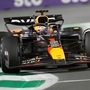 Red Bull driver Max Verstappen steers his car during the Formula One Saudi Arabian Grand Prix at the Jeddah Corniche Circuit on his way to victory. (AP)