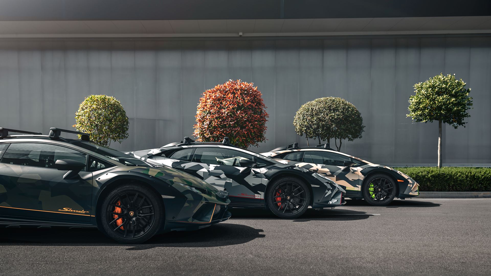 The Lamborghini Huracan Sterrato All Terrain gets four camouflage liveries, all of which share a matte black roof and rear hood